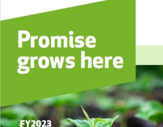 Cover of Pact's 2023 annual report which reads, "promise grows here, FY2023 annual report".