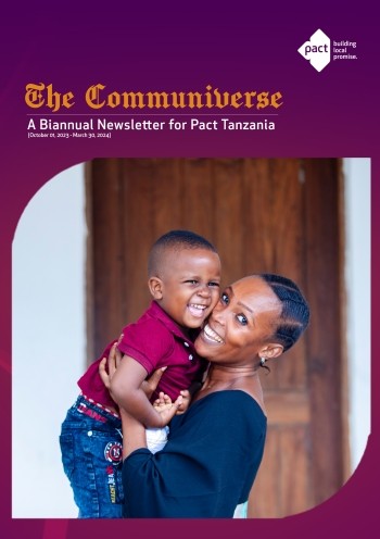 Cover image of The Communiverse, a newsletter from Pact in Tanzania. Credit: Aidan Tarimo